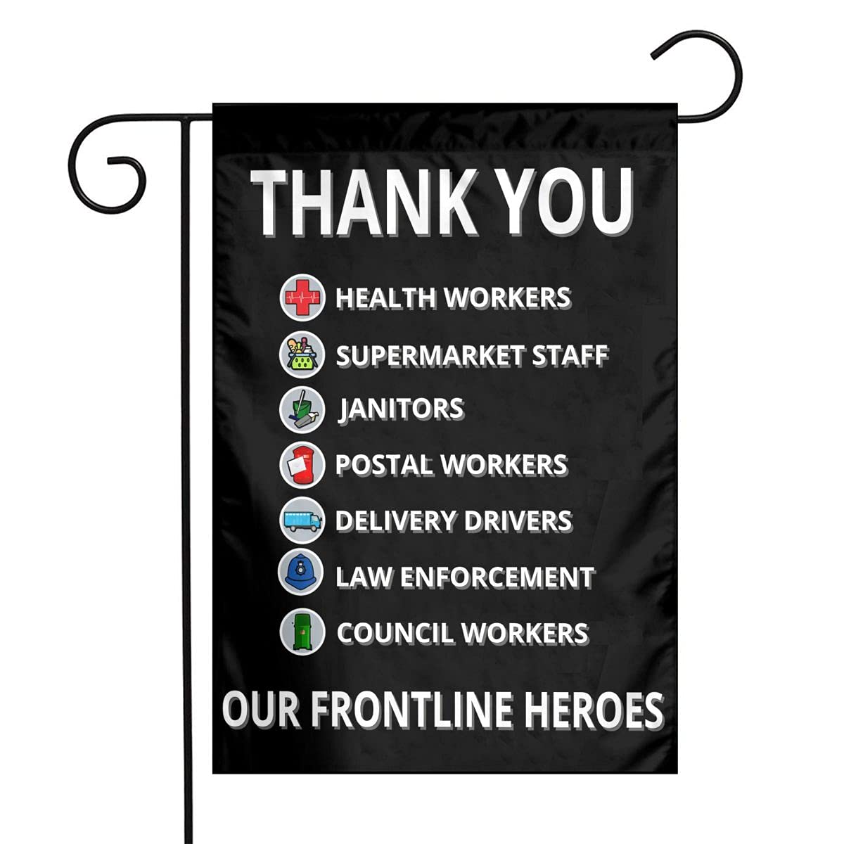 Larerh Thank You Essential Key Workers Frontline Heroes Garden Flag 12x18 Inch Durable And Fade Resistant，Perfect For Any Balcony Or Courtyard, Garden Decorative Banner