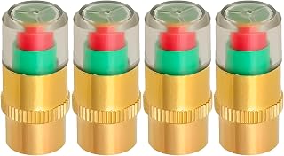 Sun Walker 4 PCS Tire Pressure Monitor Valve Stem Caps, 3 Colors Alarm Tire Pressure Monitoring Valve Cover, 2.4 Bar 36 PSI Sensor Indicator Tyre Stem Cap for Cars Trucks SUVs (Golden)