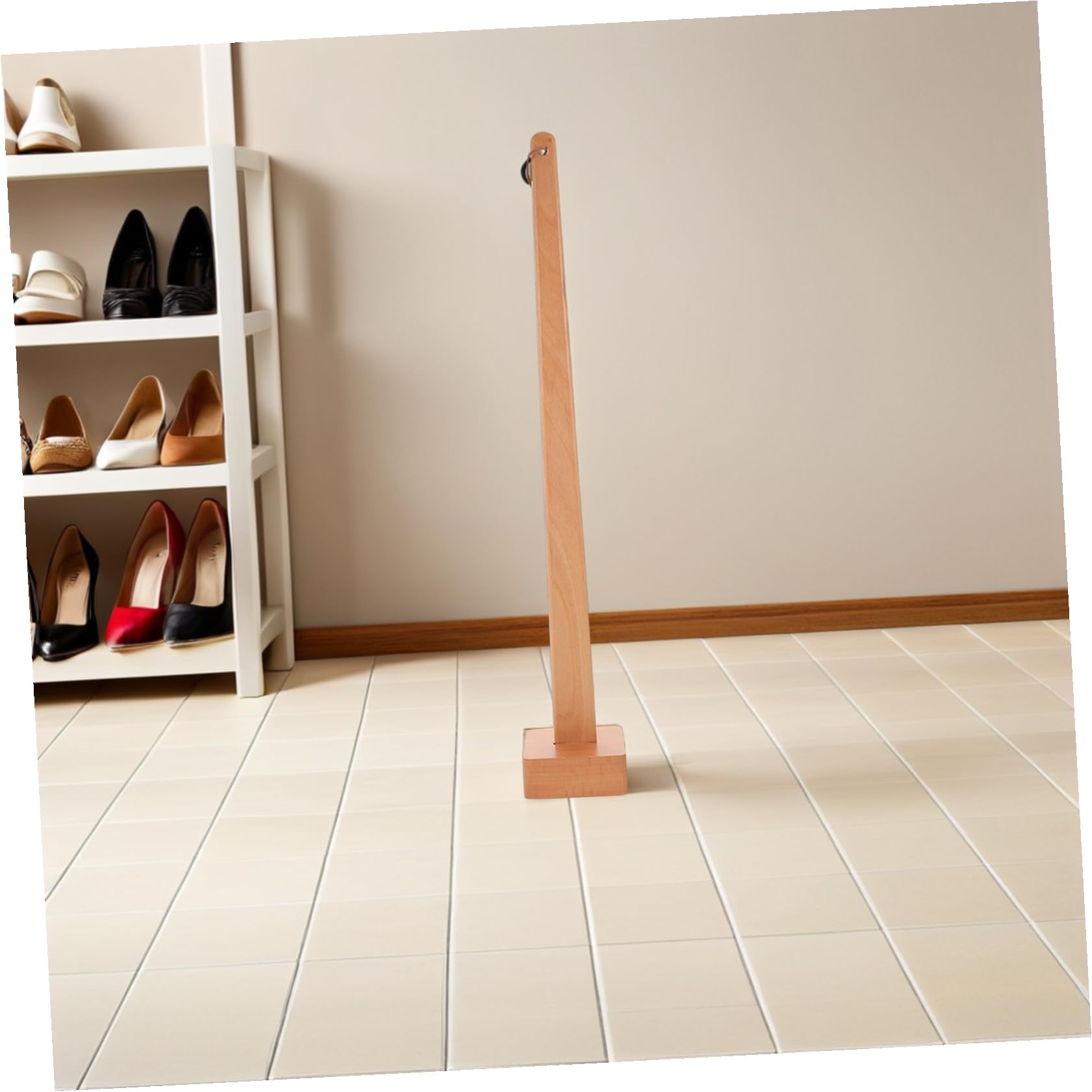 Calzador Ergonómico de Madera Mango Largo de 55 CM y Base Estable Antideslizante, Accesorio para Facilitar el Calzado en Adultos y Hombres, para Uso en Interiores