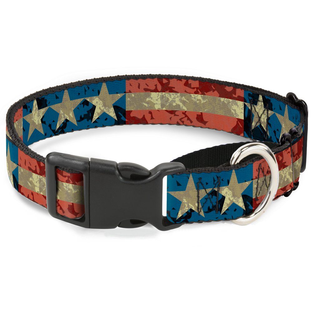 Buckle-Down Martingale Hundehalsband, 2,5 Cm Breit, Halsumfang 38-66 Cm – Rot/weiß/blau Gestreift