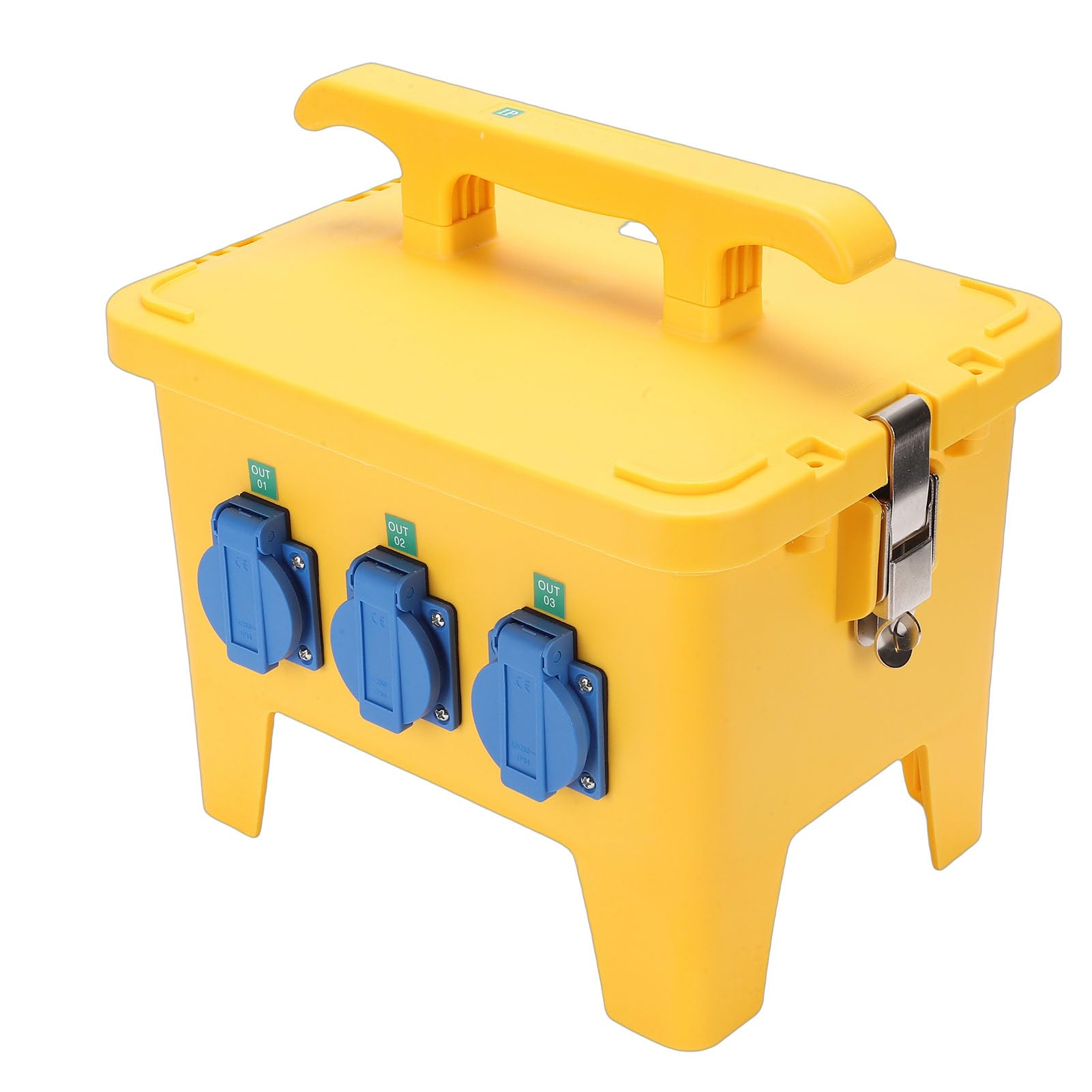 Jectse Scatola di Distribuzione Dell'energia Portatile Resistente All'acqua con 6 Prese per Cantiere, Scatola Elettrica IP65 Gialla in Materiale ABS Premium per Cantiere