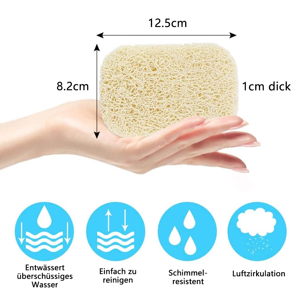Voarge Naturalna gąbka Loofah, 8 x 13 cm, 10 sztuk, gąbka, mydelniczka, akcesoria do prysznica, łazienki, kuchni, blatu roboczego, beżowa