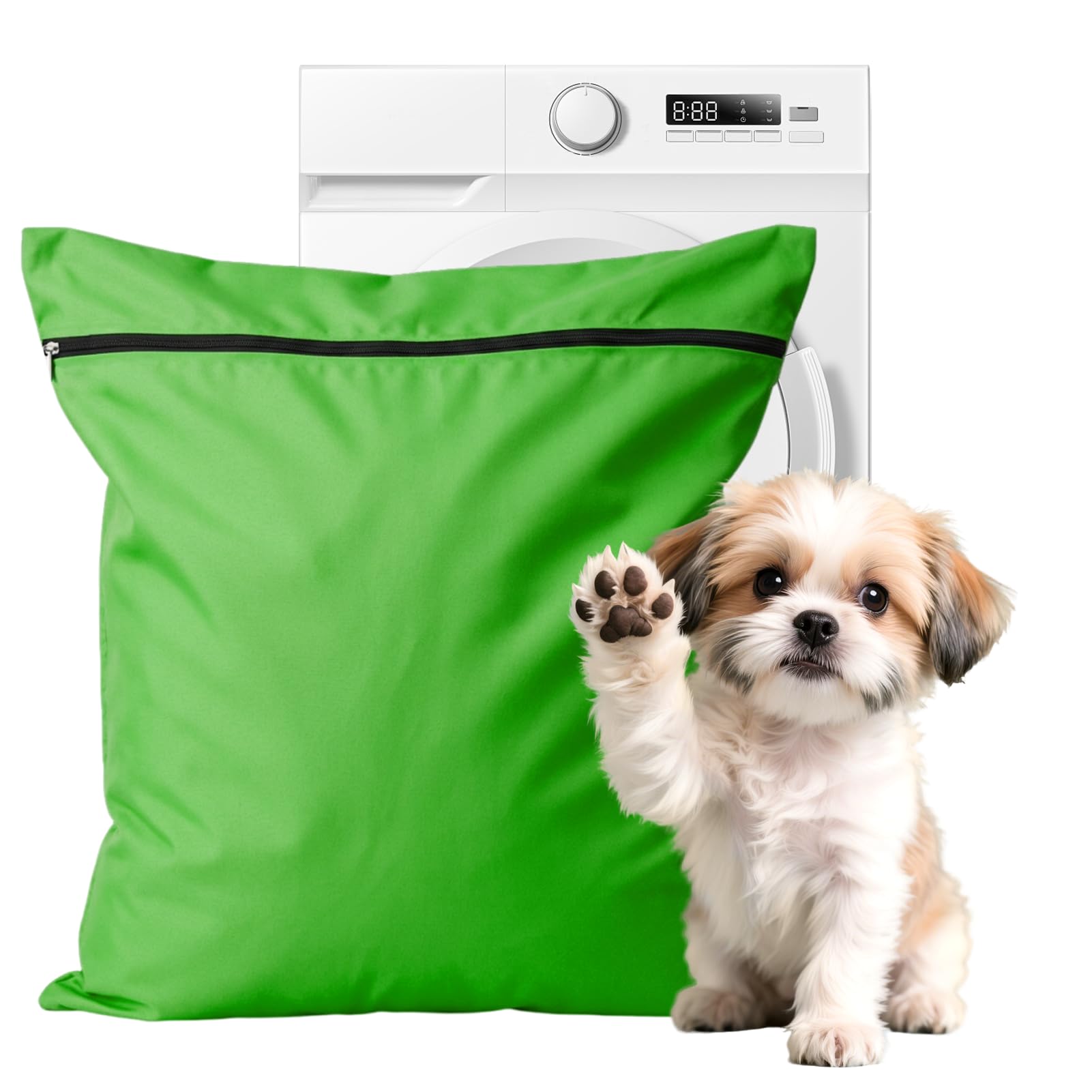 Pet Laundry Bag 60cm x 70cm, Washing Machine Bag with Durable Zipper, Washing Bags for Laundry with Fast-Drying Fabric, Wash Bags Laundry for Dog, Cat,Guinea Pig, Horse, Rabbit, Green
