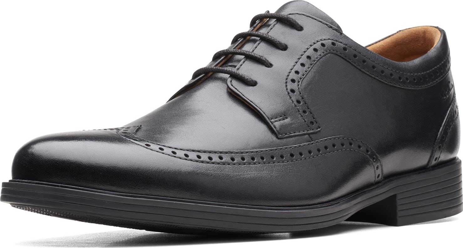 Clarks Mens Whiddon Wing Oxford Black Leather 12 Medium US