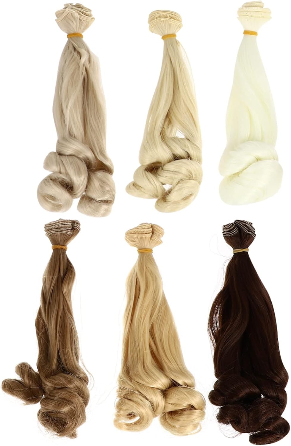SEWACC 6pcs Doll Wig Doll Curly Wig Doll Hair Making Synthetic Doll Hair Wefts Doll