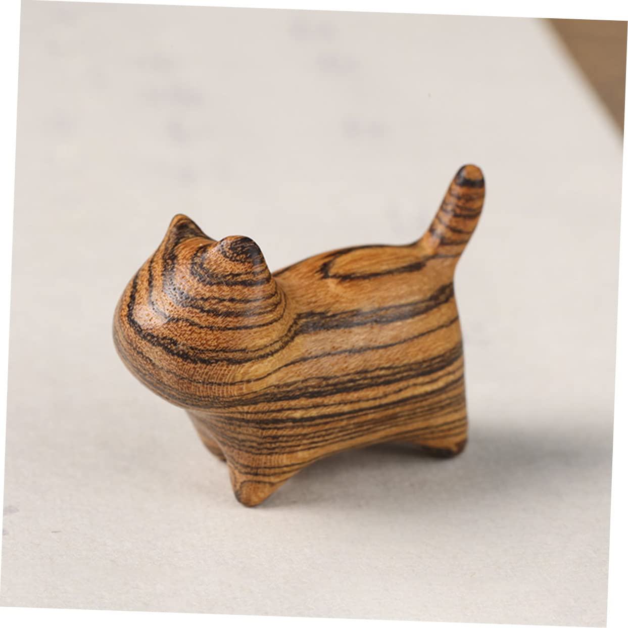 Cabilock 5 Piezas Adorno de Gato Tsundere Juguete leñoso Decoraciones de la casa para el hogar decoración Modelos Gato de Madera Decorativo Escultura Que cuida Gatos Gatito