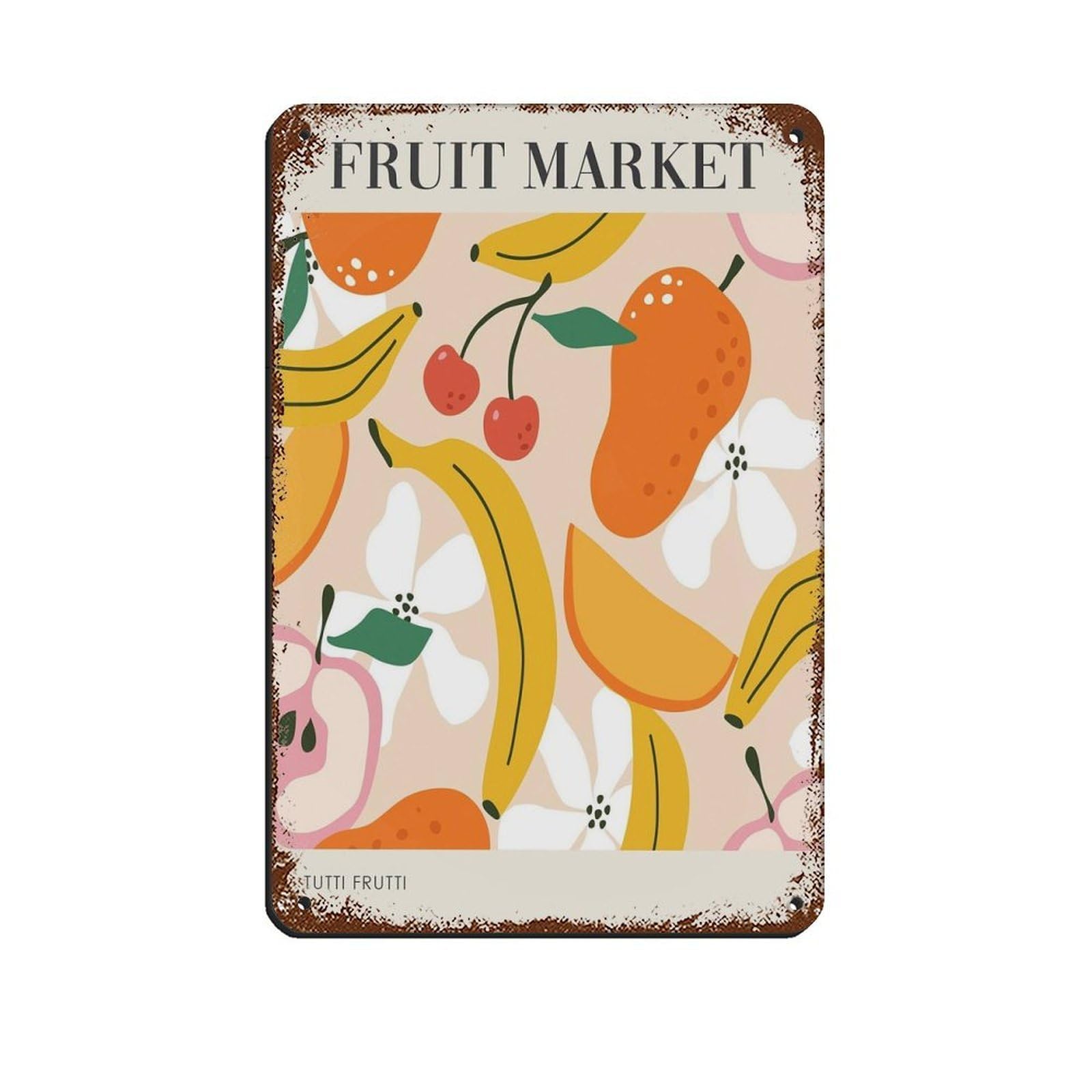Fruit Market, Kitchen Poster Retro Poster Metal Tin Sign Chic Art Retro Iron Painting Bar People Cave Cafe Family Garage Poster Wall Decoration 8x12inch(20x30cm)