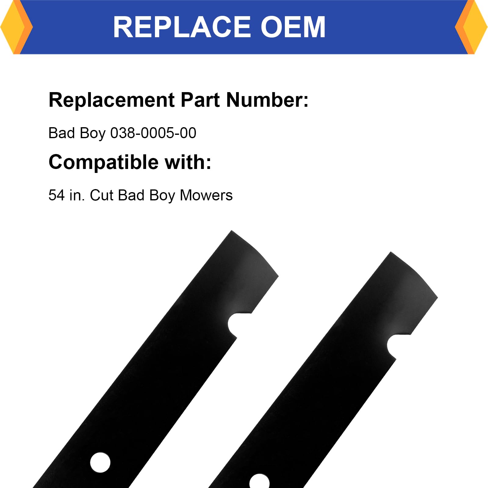 Paquete de 3 cuchillas de repuesto para cortacésped OEM 038-0005-00, compatibles con cortacésped Cut Bad Boy de 54 pulgadas