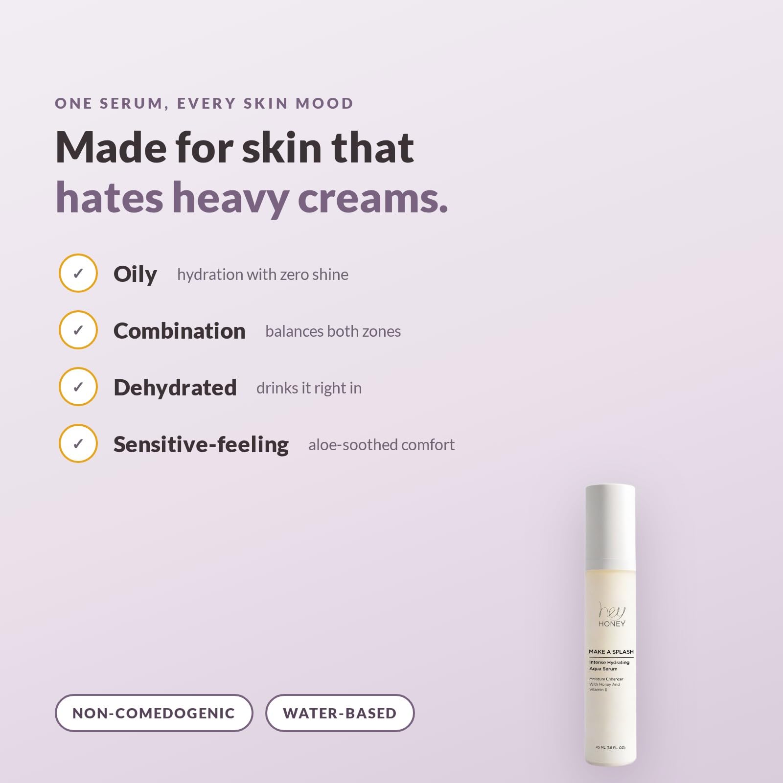 Hey Honey Skincare Make A Splash | Intensiv Hydratisierendes Niacinamid Aqua Gesichtsserum | Intensive Gesichtspflege & Feuchtigkeit mit Anti-Aging-Effekt | 45 ml