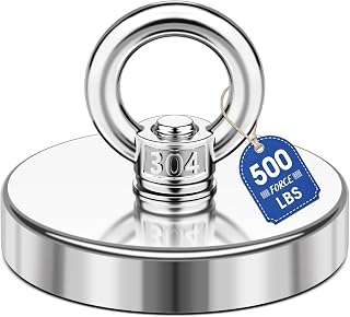 Neodymium Fishing Magnet, 500 lbs Strong Magnet Fishing, Magnetic Fishing Magnets, Rare Earth Magnet with Countersunk Hole Eyebolt for Retrieving Items in Lake, Beach, Lawn 2.36’’(60mm)
