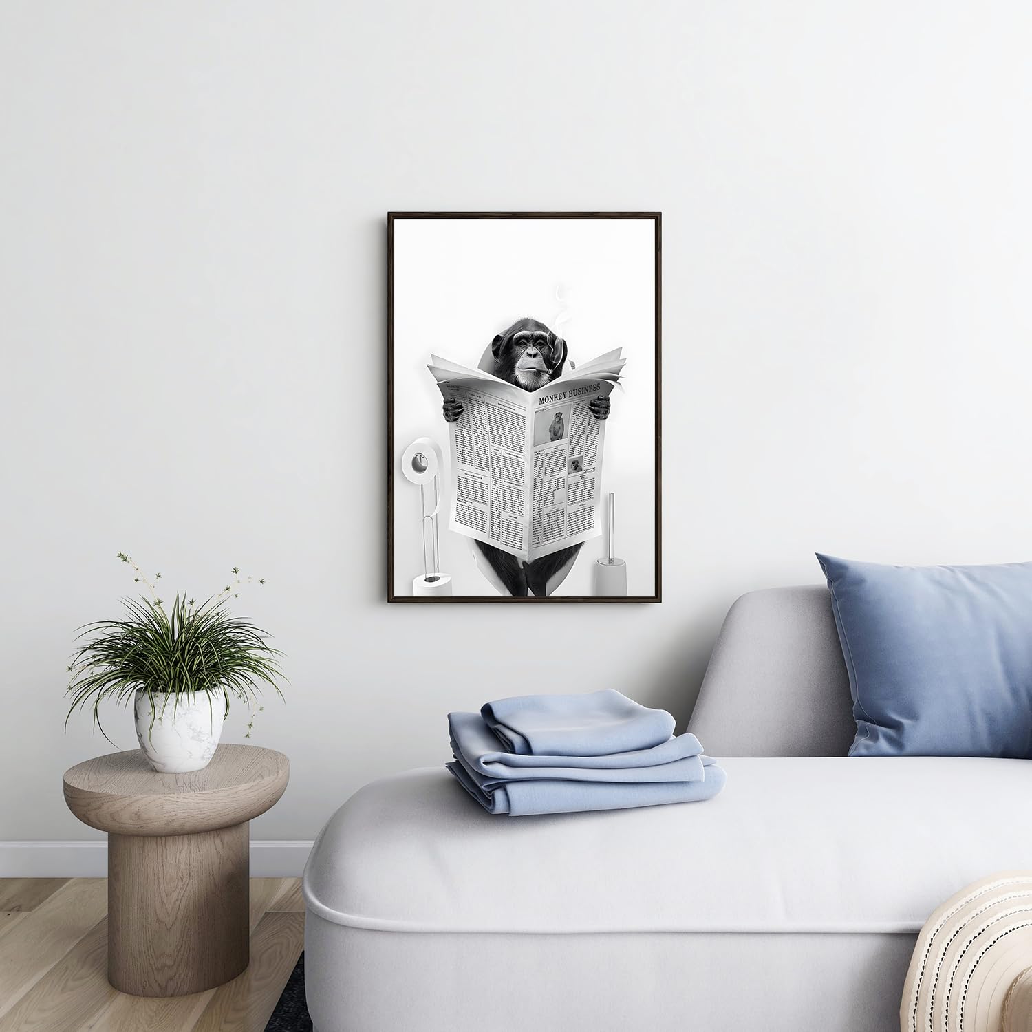 JNAOZI Bathroom Black and White Canvas Painting, Black White Vintage Canvas Pictures - Image 4