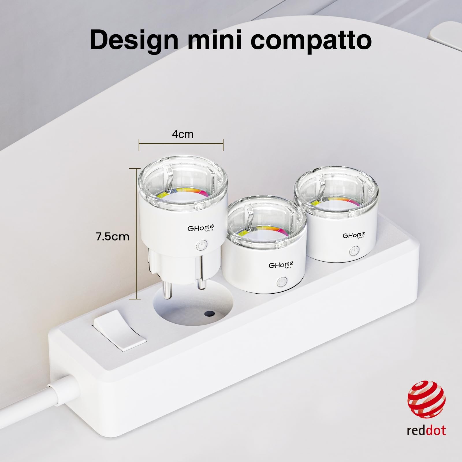 GHome Smart Enchufe Inteligente, Mini Enchufe Wi-Fi con Monitoreo de Energía, Control por Voz, Programable con Temporizador, Funciona con Alexa y Google Home, Certificado TÜV, 10A,Solo WiFi 2.4G,