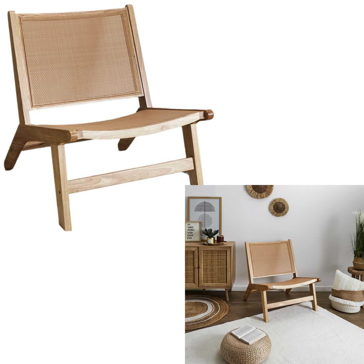 HOME DECO FACTORY, HD0333, Fauteuil, Modèle Bali, Collection Natural Crush, Mobilier Contemporain, Assise, Canapé et Fauteuil, 64 x 75 x 71 cm, Marron