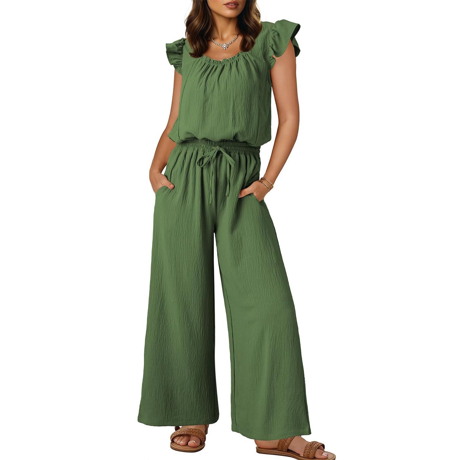 Combinaison d'été pour femme avec manches en mousseline élégante