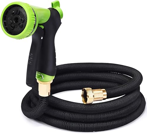 Goplus Manguera de jardín expandible de 25 pies manguera de agua flexible antitorceduras con boquilla de manguera de 9 funciones núcleo de látex