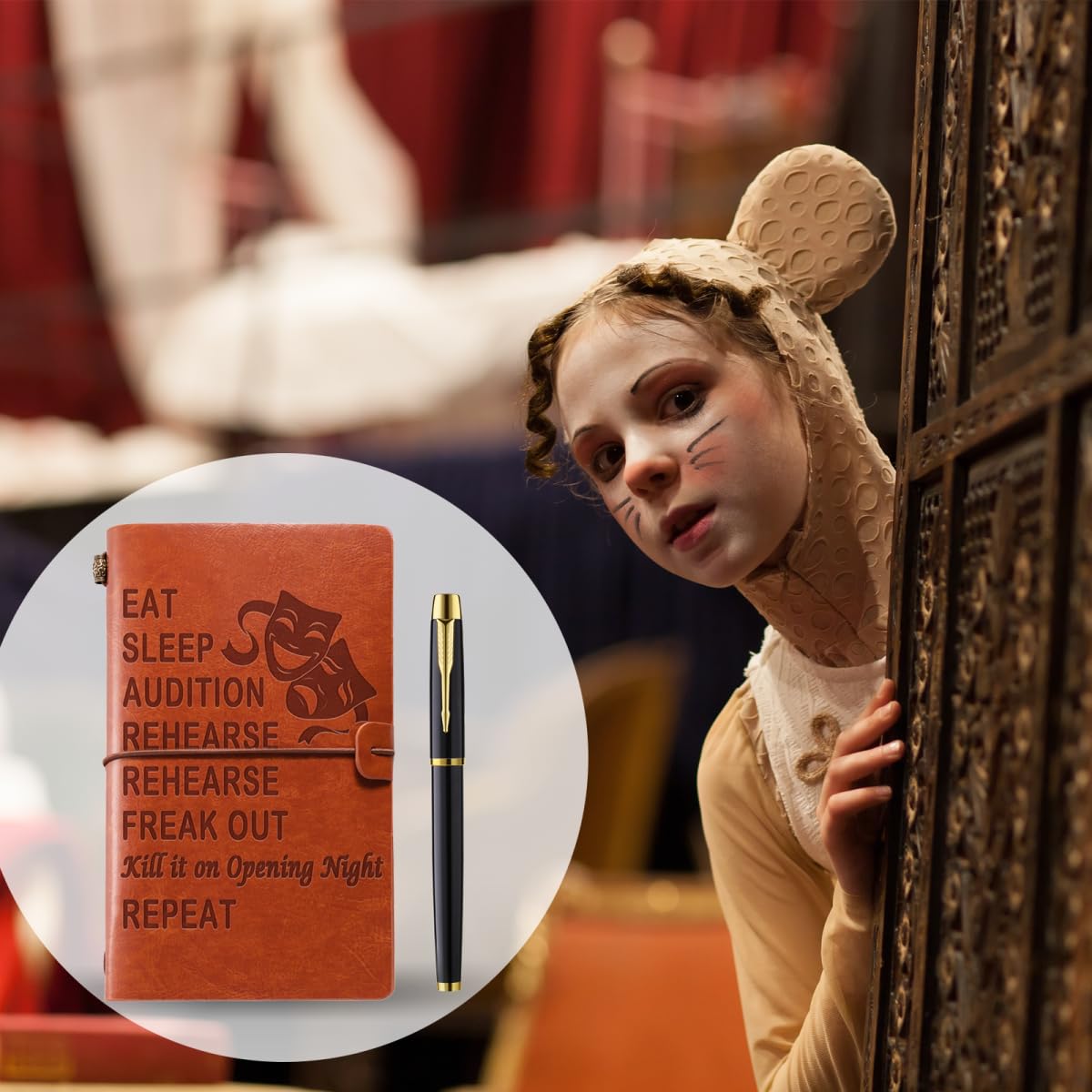 Muzuis Theater-Geschenke, Theaterleben, Leder-Tagebuch, Theater, Schauspielerin, Geschenke, Regisseur, Geschenke, lustige Geschenke für Theater, Kinder, Drama, Studenten, Abschlussfeier, Geburtstag,