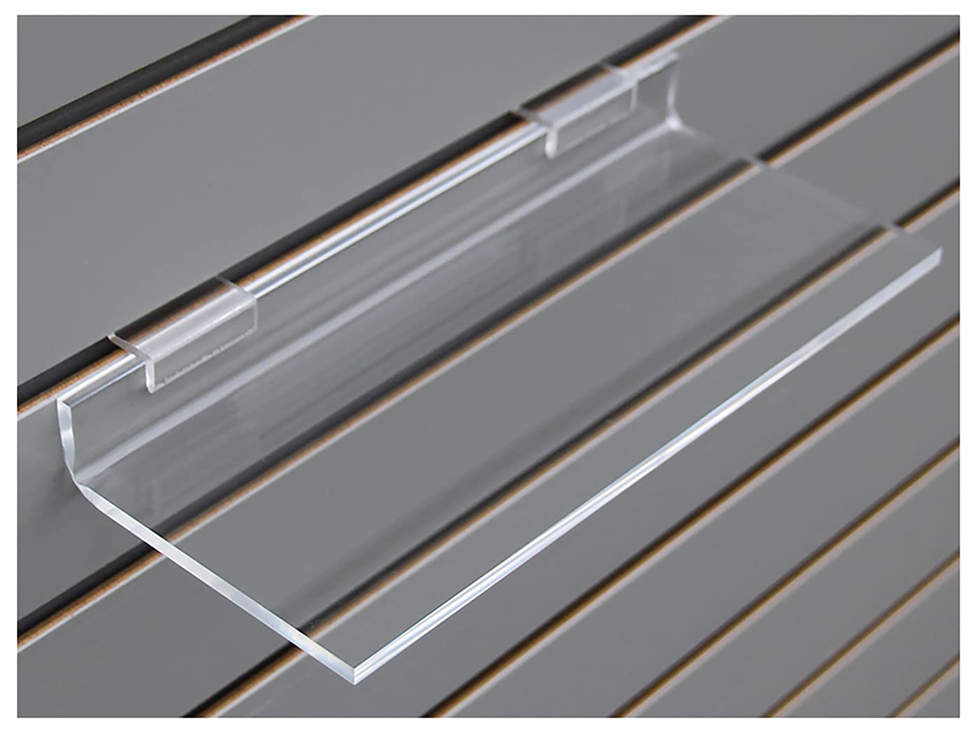 ExecuSystems Clear Acrylic Slatwall Shelves 10 Inches Wide x 4 Inches Deep Set of 3 for Retail Display or Home Use