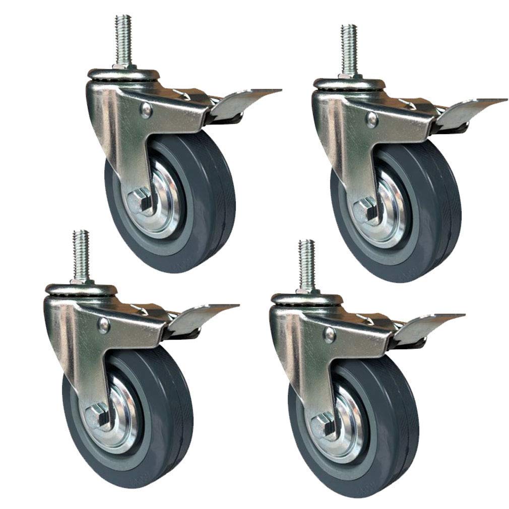 MXXQRHF Heavy Duty Polyurethane Caster Wheels for Fur Table Trolley Swivel Stem Replacement Industrial Casters Set of 4 270kg Capacity Durable Blue Wheels