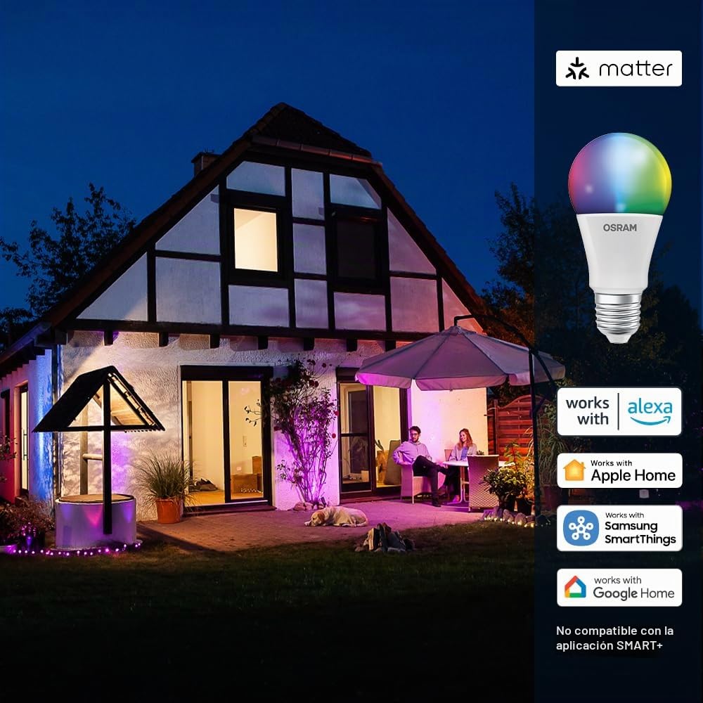 OSRAM SMART+ RGBW, lámpara LED E27 con Matter over Wifi, especialmente | , LED Lamps, 60.00 Millimetres dia, , Paquete de 4