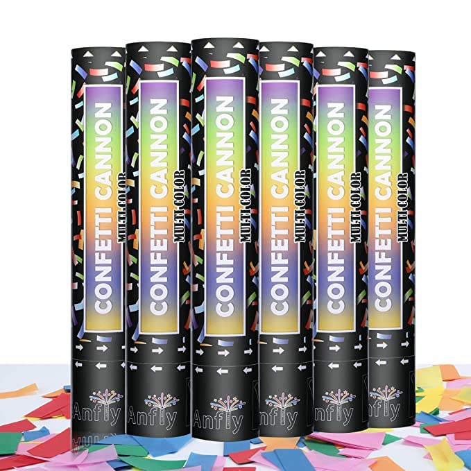 ROQO Confetti Cannons Party Confetti (6 Pack) Biodegradable Confetti