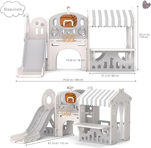 Miniatura 5 de KORIMEFA Juego de casa de juegos para niños pequeños 10 en 1, tobogán para niños pequeños de 1 año, juego de tobogán escalador para niños pequeños