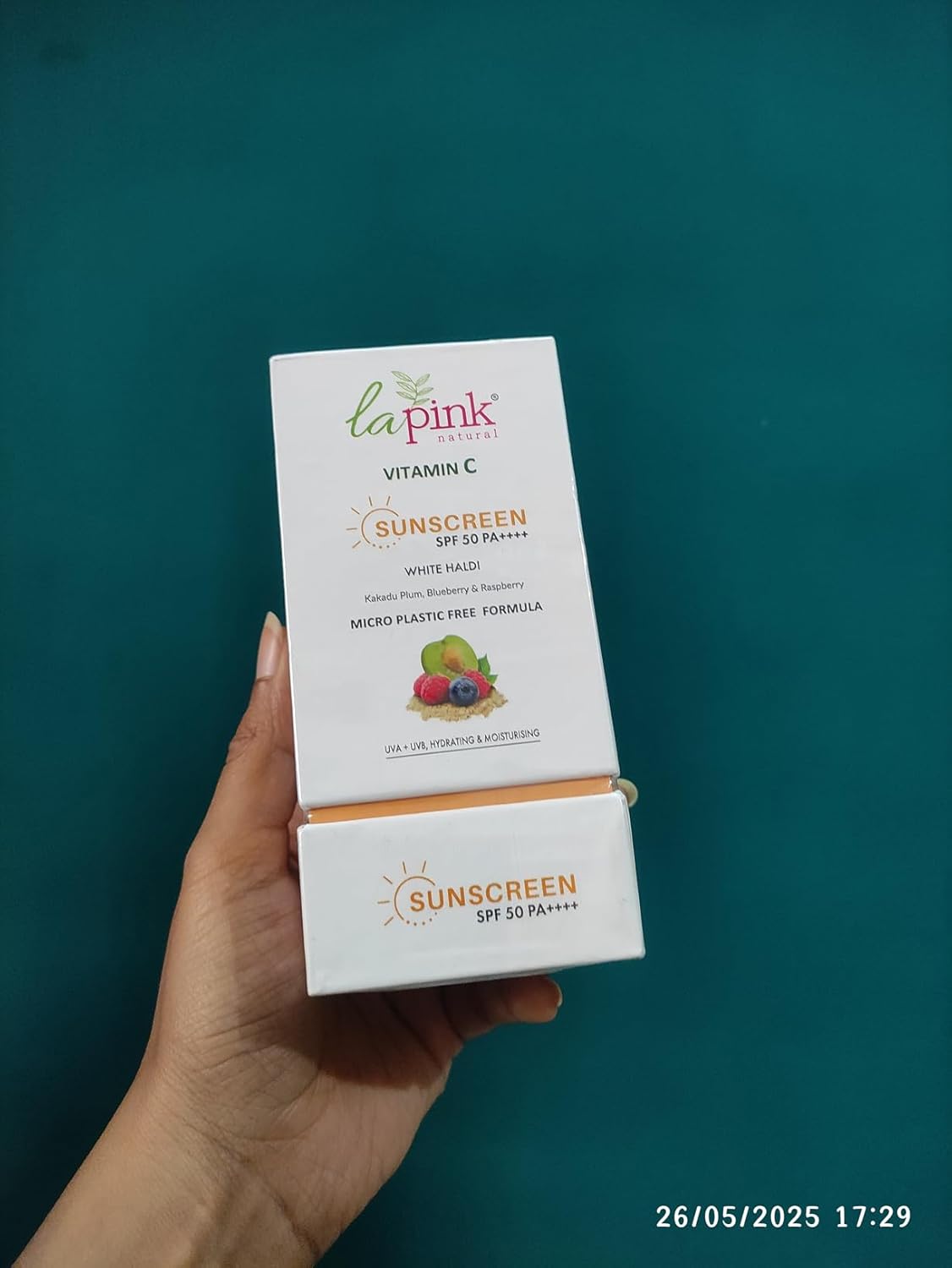 La Pink Vitamin C Sunscreen For Men and Women | SPF 50 PA++++ UVA + UVB, Hydration & Moisturization 100% Microplastic Free Formulation | Non Greasy | Zero White Cast | 50gm