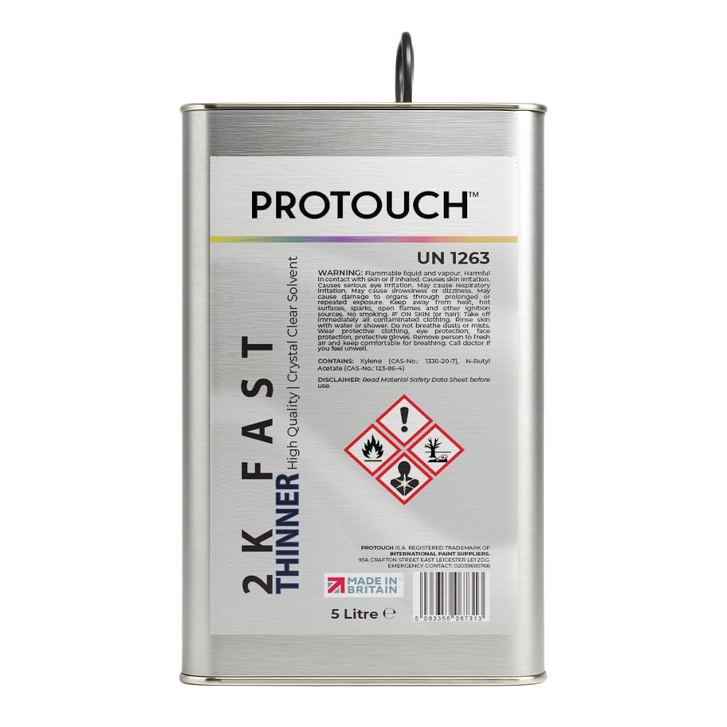 Protouch 2K Fast Thinner, Professional Paint Solvent For Lacquers And Primers, Made In Britain, 5 Litre
