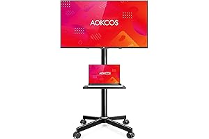 Durable Portable TV Stand on Wheels for 32-65 inch TVs, Mobile Rolling...