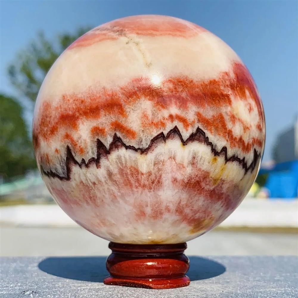 Decorative Ornaments Rhodochrosite Pork Stone Sphere Quartz Crystal Ball (Size : 60-65mm)