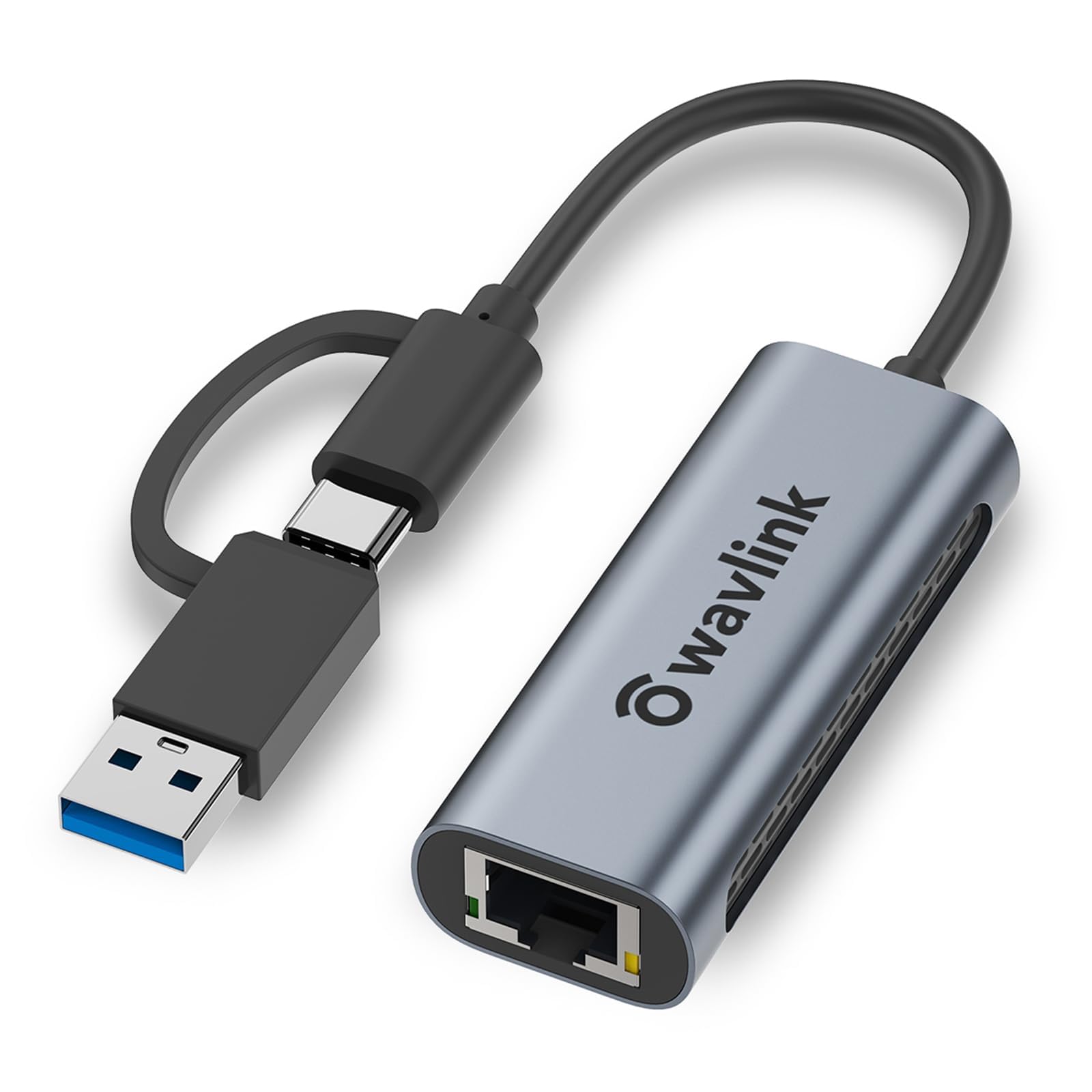 WAVLINK USB Ethernet Adapter 2.5G, 2500Mbps USB C Ethernet Adapter, Thunderbolt 3 Ethernet Cable Adapter, RJ45 Gigabit Ethernet Adapter for Mac, Windows and Linux