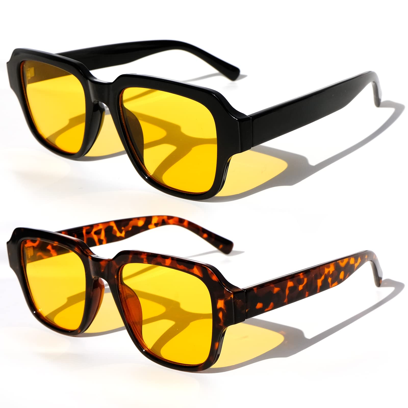 Sehnsucht Night Driving Glasses Classic Night Vision Glasses for Men Women,Anti Glare Reducing Yellow Night Time Glasses 218Y Black Demi