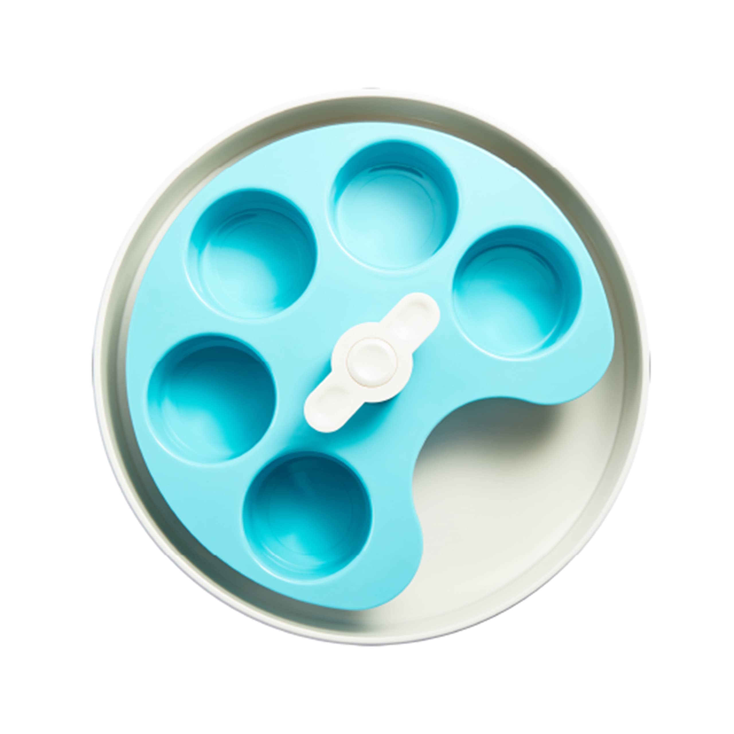 PetDreamHouse SPIN Interactive Slow Feed Bowl For Dogs, Fun Interactive Puzzle Feeder Prevents Bloating And Controls Fast Eating - One Size - Blue Pallette