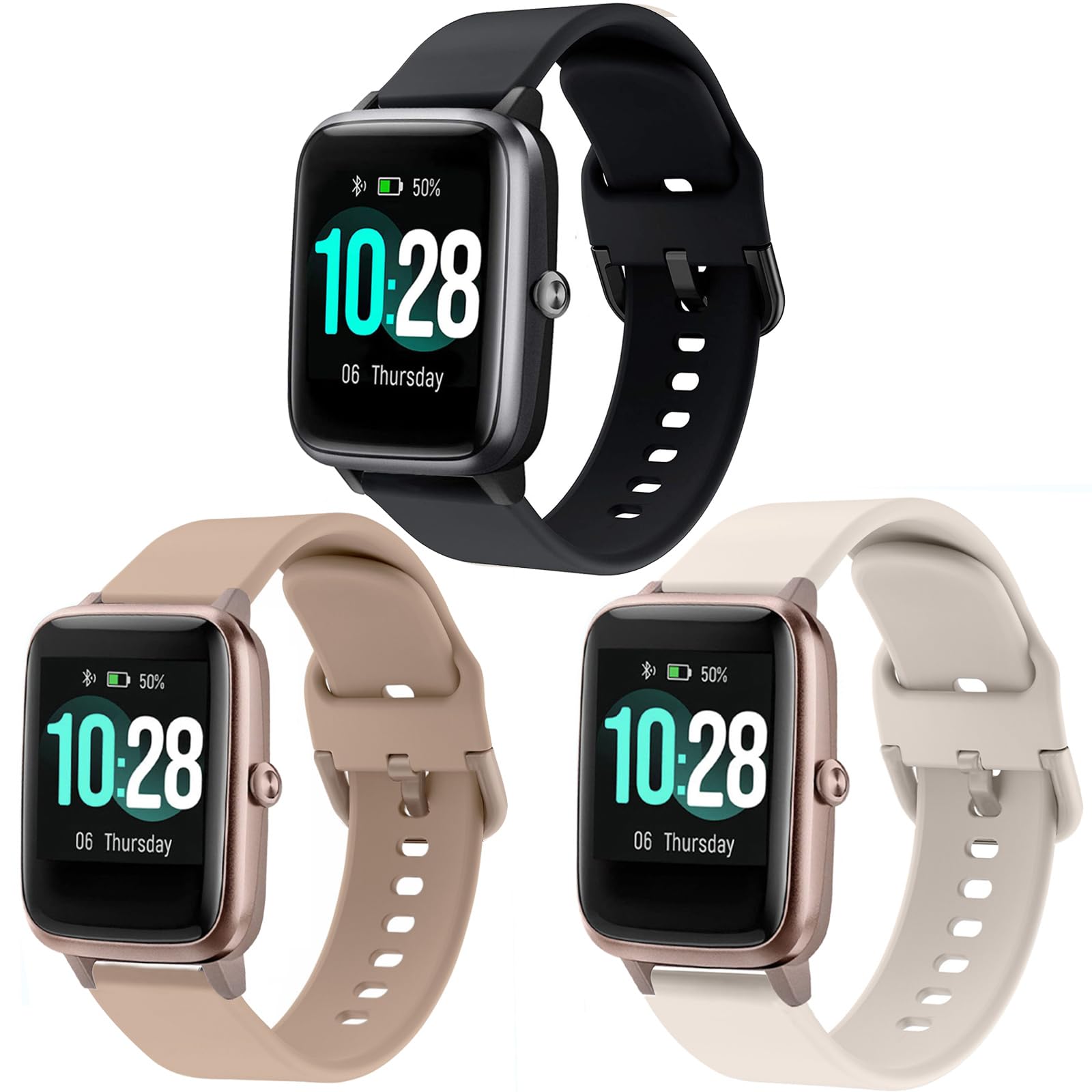 Bands Compatible with ID205L Smart Watch, 19mm Quick Release Soft Silicone Fadeless Pattern Printed Floral Replacement Band for ID205L, ID205G ID205 ID205U ID205S