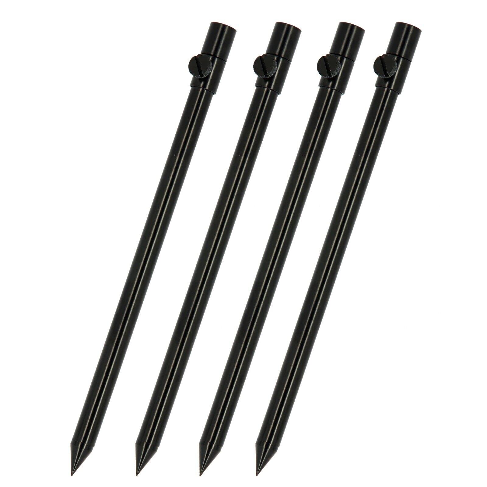 4x Carp Fishing Banksticks Adjustable 30-50cm Black Aluminium Coarse Tackle Anglers Bank Sticks