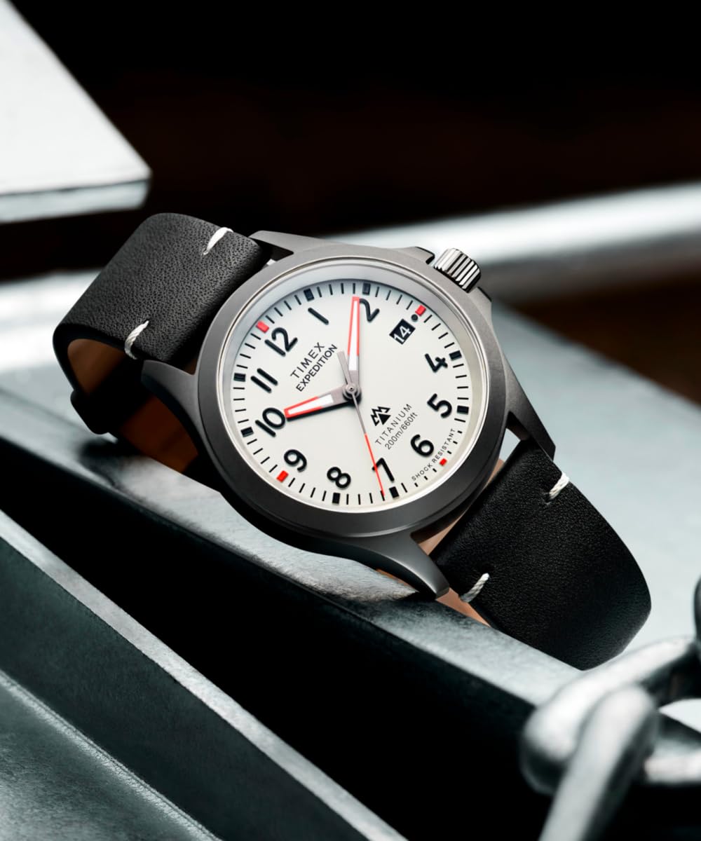 Timex Men's Expedition Titanium 38mm Leather Strap Watch