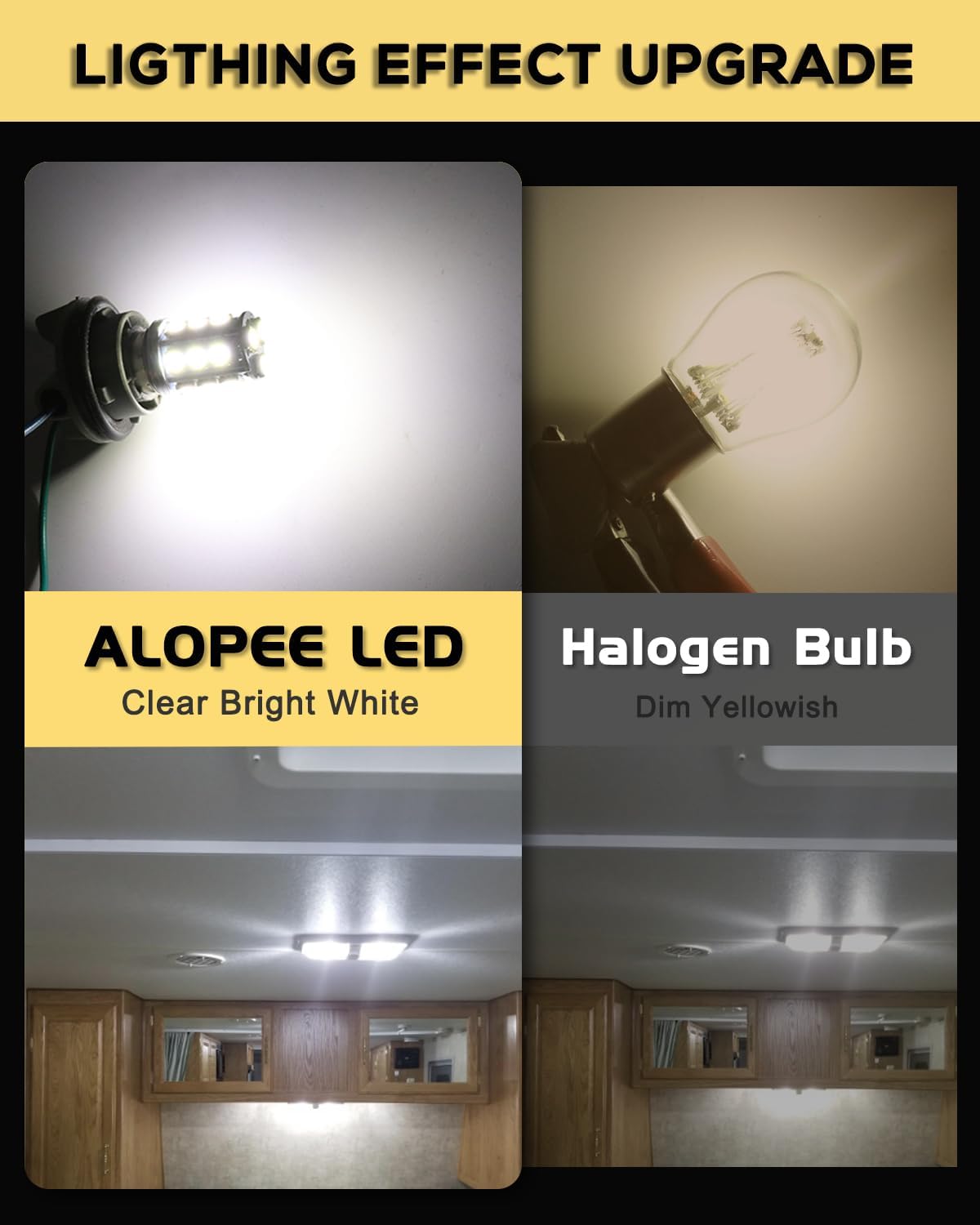Alopee 1076 LED Bulb 10-30V DC/AC Universal - Bright White 5050 18SMD for RV/Camper/Marine/ATV (1142/1004/BA15D) - Interior Lights, Turn Signal & Navigation Bulbs, 10-Pack