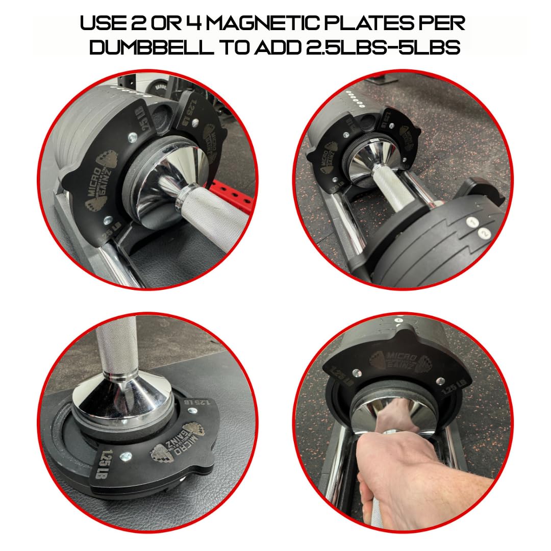 Micro Gainz 0,6 kg Magnetische Hantelbefestigung für Snode Verstellbare Hanteln, Wählen Sie 4 oder 8 Stück Magnetische Hantelscheiben, Ideal für Micro Loading Hanteln, Made in USA