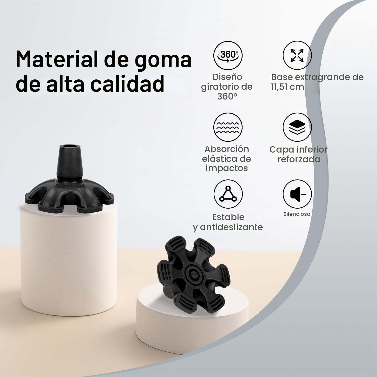 ‌supregear Punta de Bastón Estable 6 Puntos - Repuesto Autónomo de Caucho de Alta Resistencia Antideslizante para Bastón