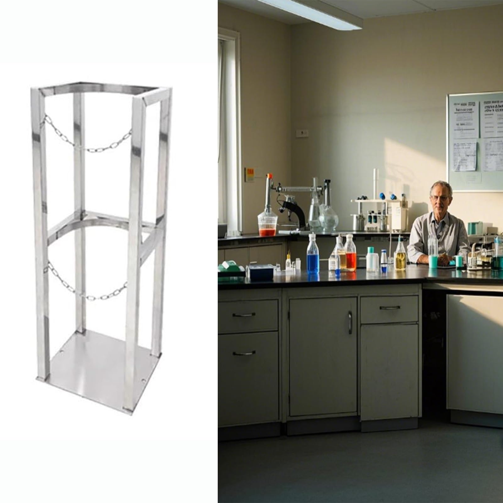 WQPMNYG Floor-Standing Oxygen Tank Storage Rack - Universal Cylinder Stand for Propane & Oxygen Tanks - Durable & Stable Trolley