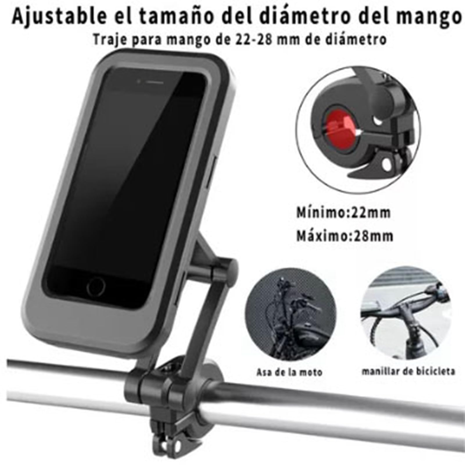 Mocowanie do Telefonu Motocyklowego, Wodoodporny Wrażliwy Ekran Dotykowy TPU Motocykl Uchwyt do Telefonu na Rowerze Obrót o 360 ° Uchwyt do Nawigacji Motocyklowej