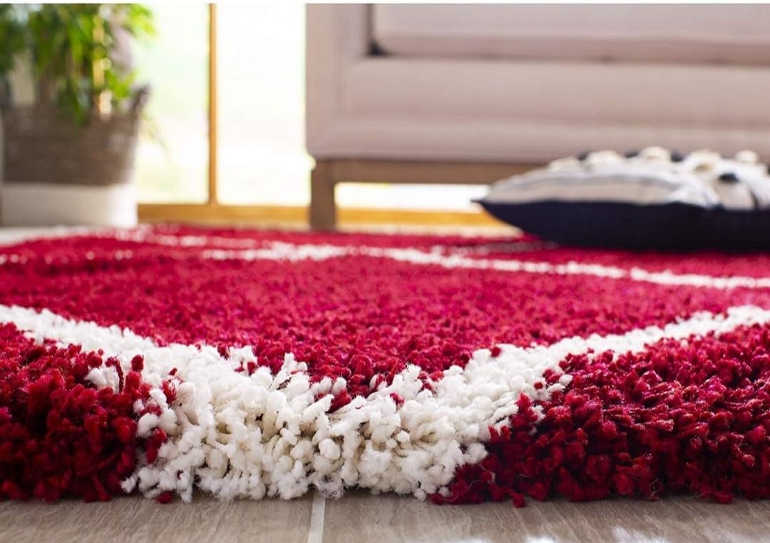ITALFLOOR Modern Shaggy Carpet & Fluffy Soft Rug (2 Inches Thickness) for Living Room Bedroom Kids Room - Plush Thick Area Rug | Cozy Carpet - Modern Decorative Floor Mat(2x6 Feet Red Box) 1