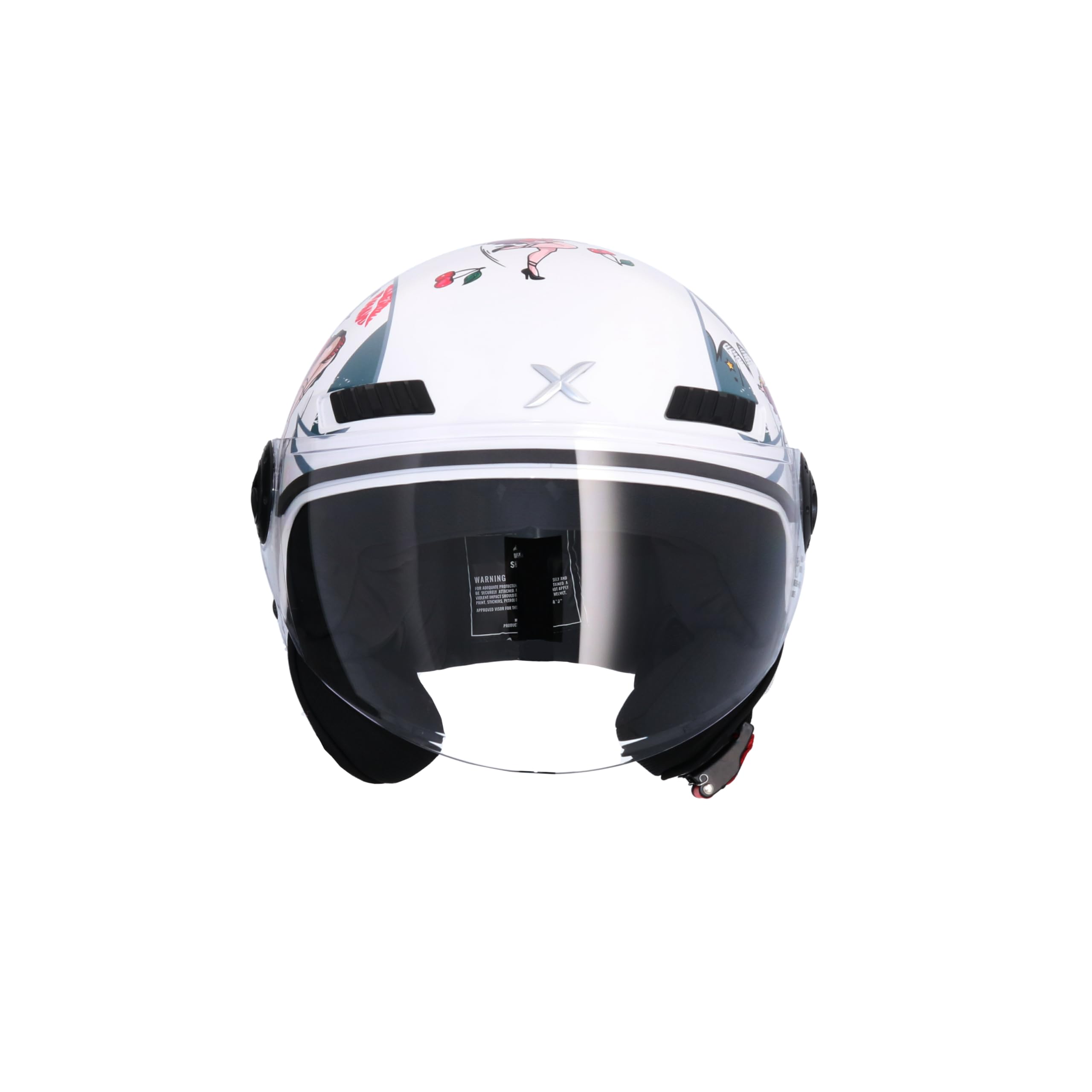 Casco Jet Shiro SH-62 La Betty II – Diseño Exclusivo Betty Boop, Negro Brillante, Visera Abatible, Homologado ECE, Estilo Retro y Urbano para Moto y Scooter Blanco Brillo (M 57/58)