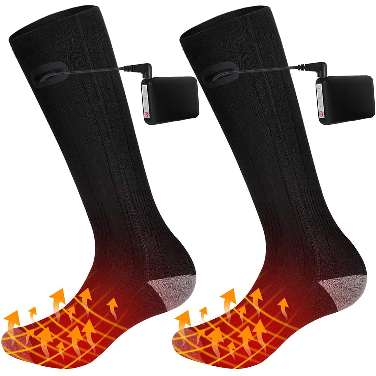 Chaussettes Chauffantes, Chaussettes Chauffe-Pieds Chauffe-Pieds Électriques Homme Femme Chaussettes Chauffantes Électriques Hiver pour Ski Cyclisme Chasse Pêche