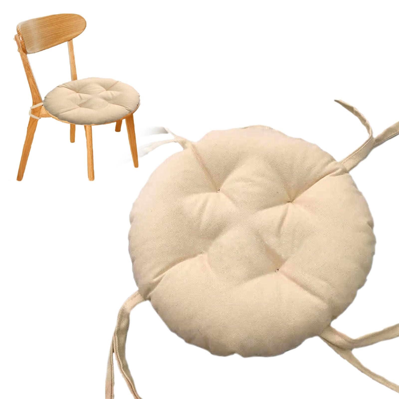Comodi cuscini rotondi per sedia da bar, elastici, per sedie da ufficio, bistrot, sala da pranzo, cuscino spesso e morbido, diametro 35 cm, beige, perfetto per la decorazione della casa e dell'ufficio