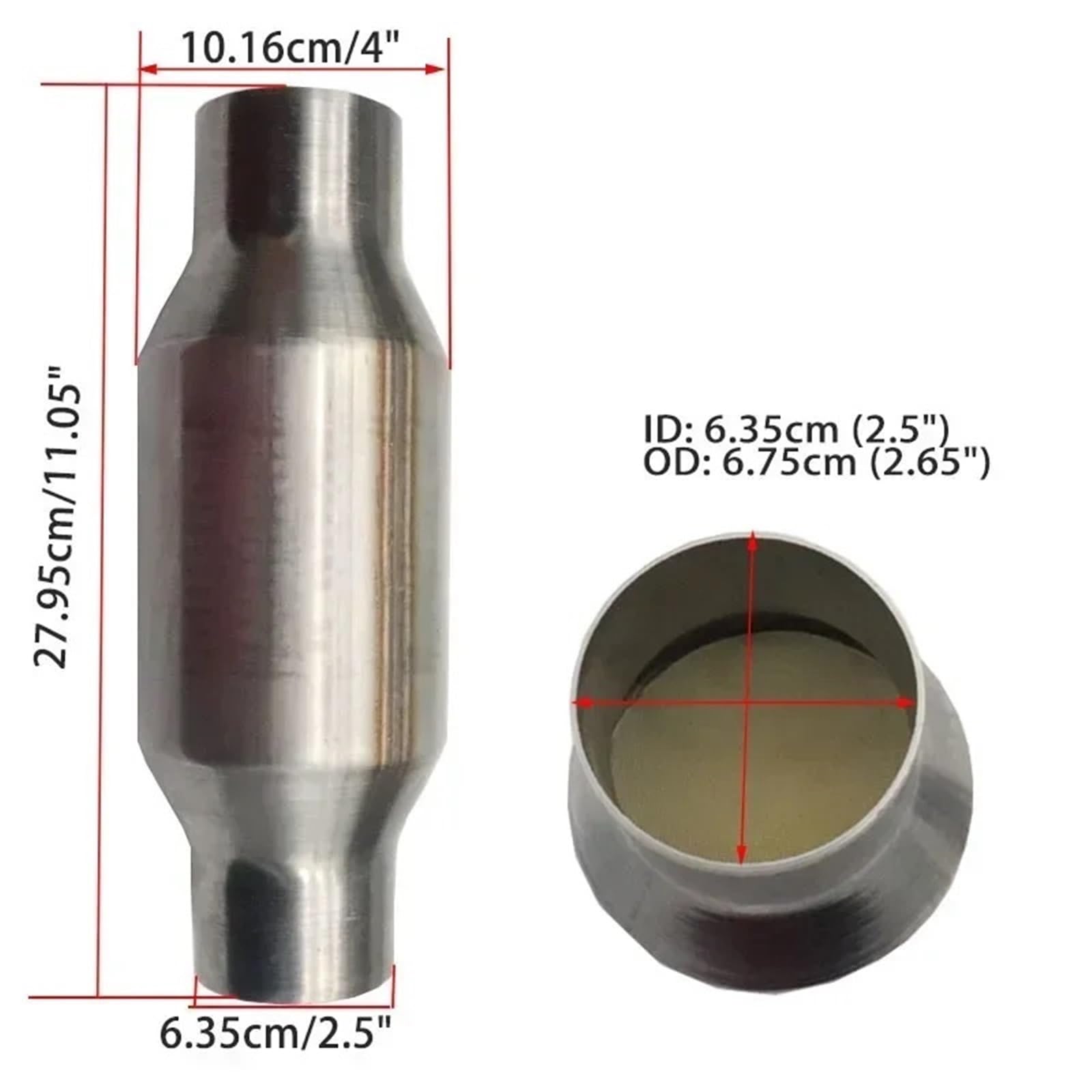 Katalizator filtr 2,5" Uniwersalny katalizator samochodowy, tłumik wydechowy, długość 11" 400 ceramiczny/200-komorowy, podłoże metalowe | 200 cell Metallic