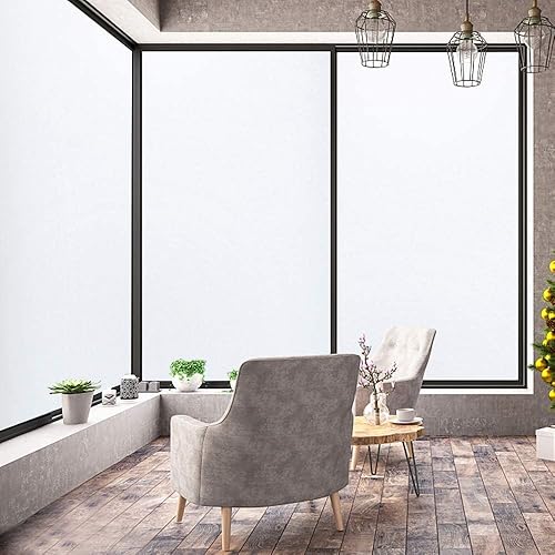 Miniatura 4 de Niviy Película de privacidad grabada para ventana, vidrio esmerilado, adherencia estática, no adhesiva, para oficina en casa, color blanco (23.6 x