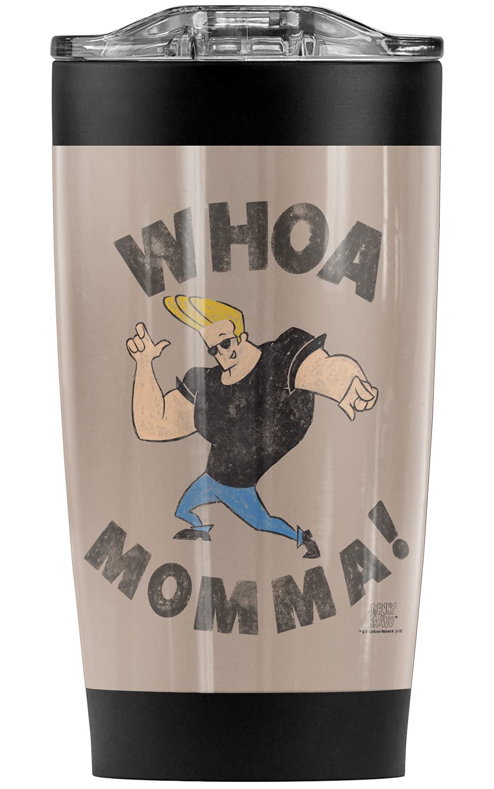 Johnny Bravo Whoa Momma Stainless Steel Tumbler 20 oz Coffee Travel Mug/Cup, Vacuum Insulated & Double Wall with Leakproof Sliding Lid | Great for Hot Drinks and Cold Beverages
