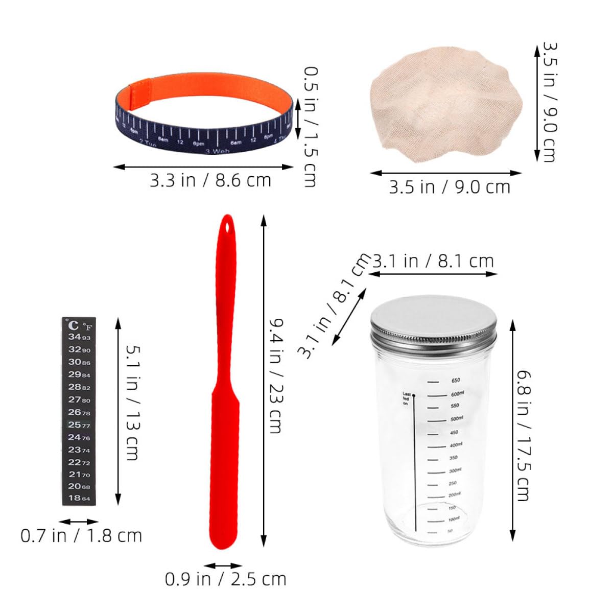 BESTYASH Barattolo di Vetro per Fermentazione con Scala Spatola in Silicone Coperchio