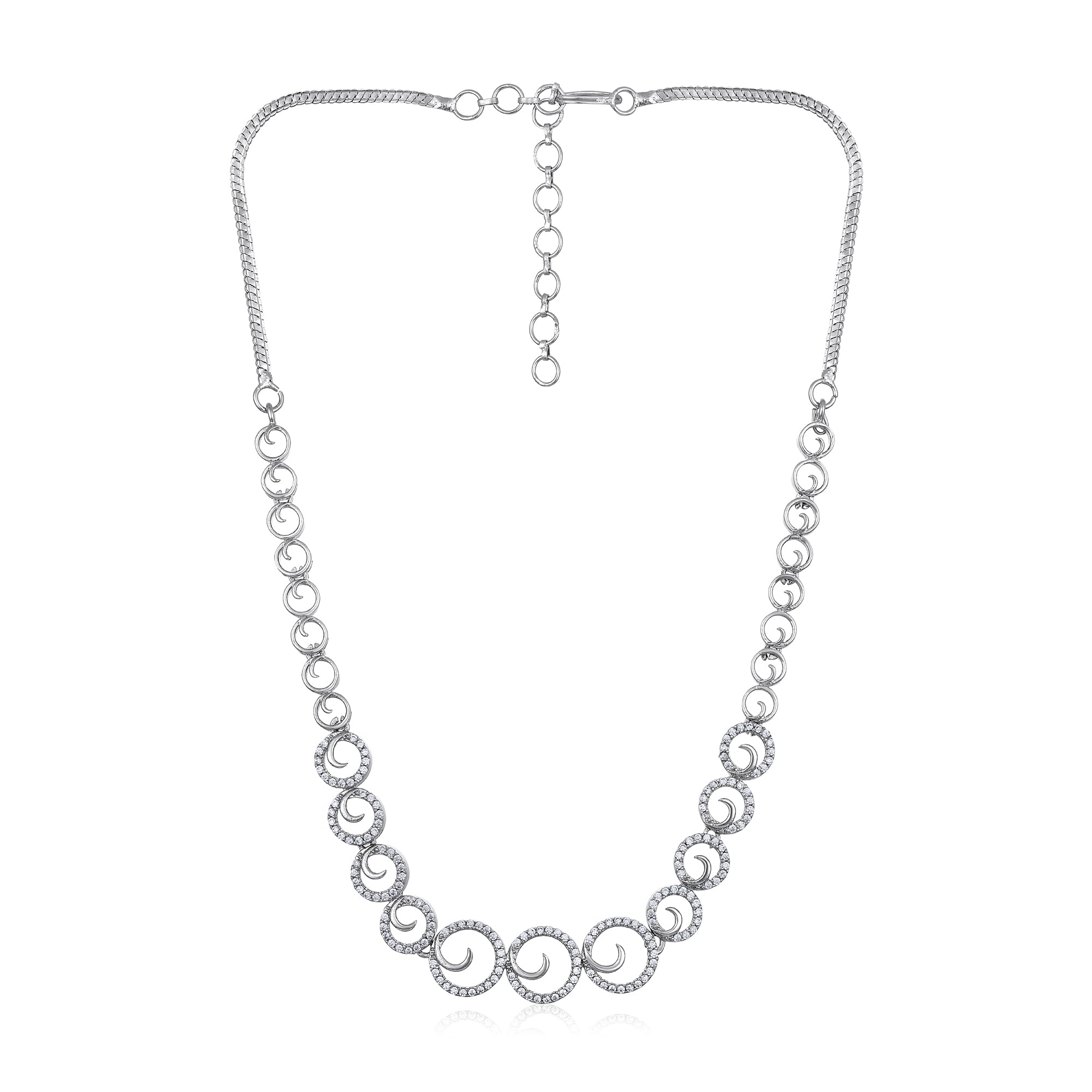 CIERRA Glimmery Round Shape AD Studded Silver Plated Choker Necklace Set For Women (B0DB22L4X9) Amazon Price History, Amazon Price Tracker