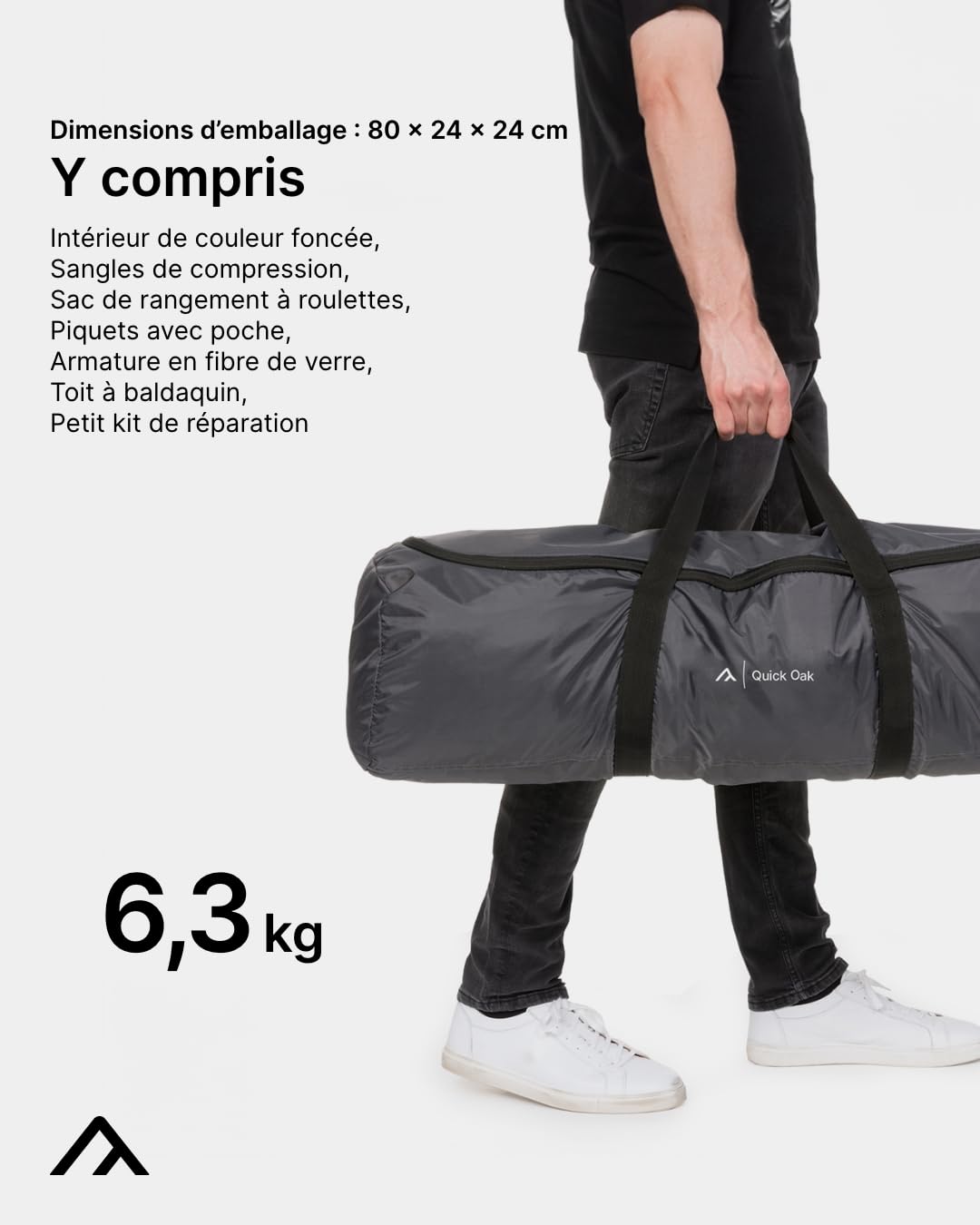 qeedo Quick Oak 3, Tente de Camping pour 3 Personnes, Tente Montage Rapide, Quick-Up-System